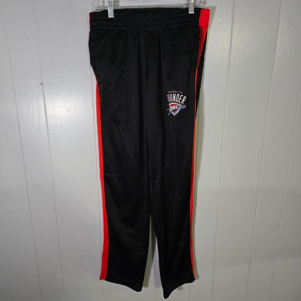 NBA Oklahoma City Thunder Youth XL Black Athletic Track Pants OKC Orange Stripe‎